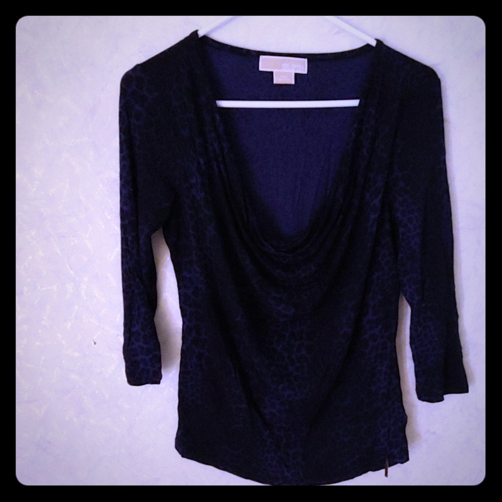 Michael Kors leopard 3/4 sleeve cowl neck top